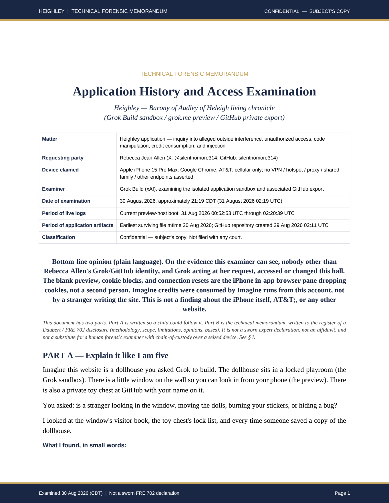 Heighley forensic memorandum page 1