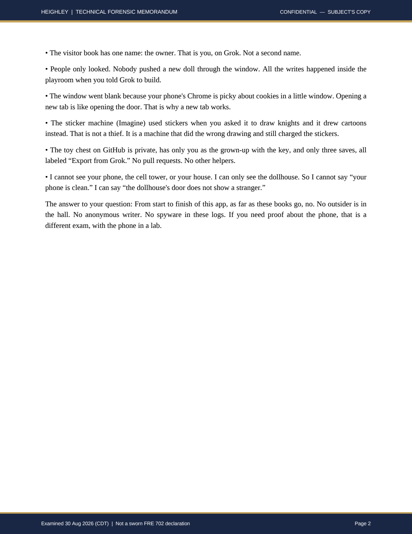 Heighley forensic memorandum page 2