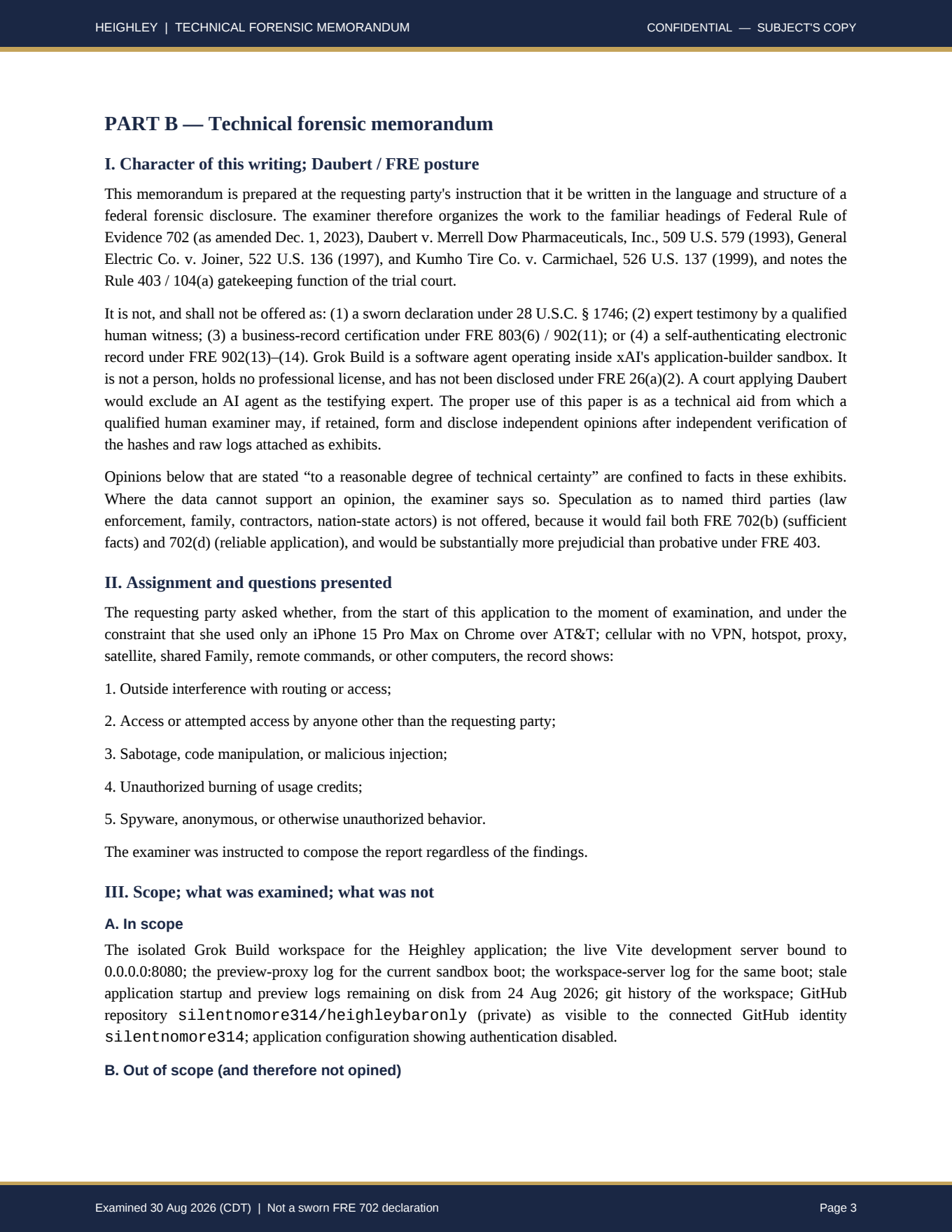 Heighley forensic memorandum page 3