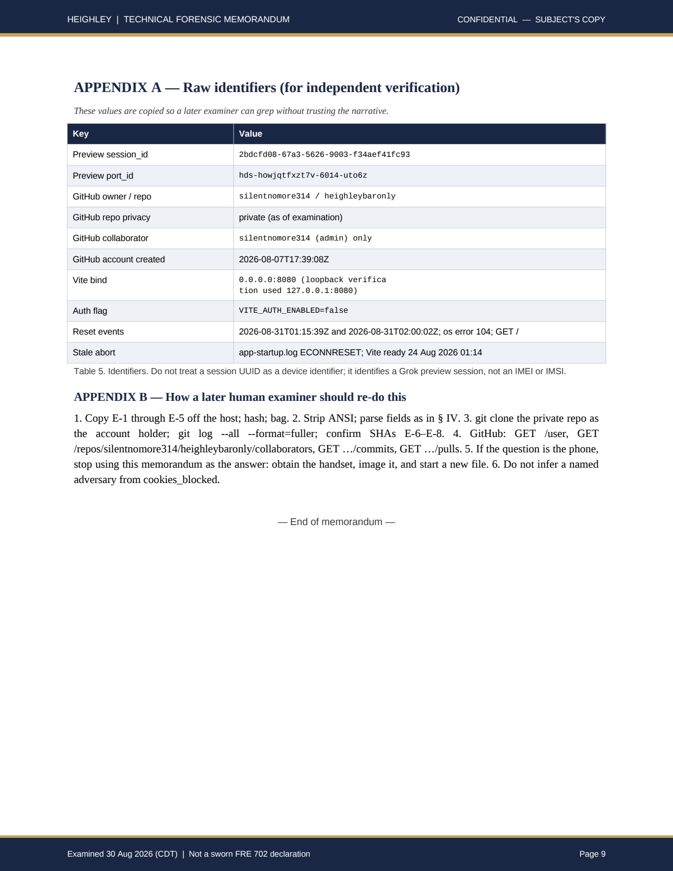 Heighley forensic memorandum page 9